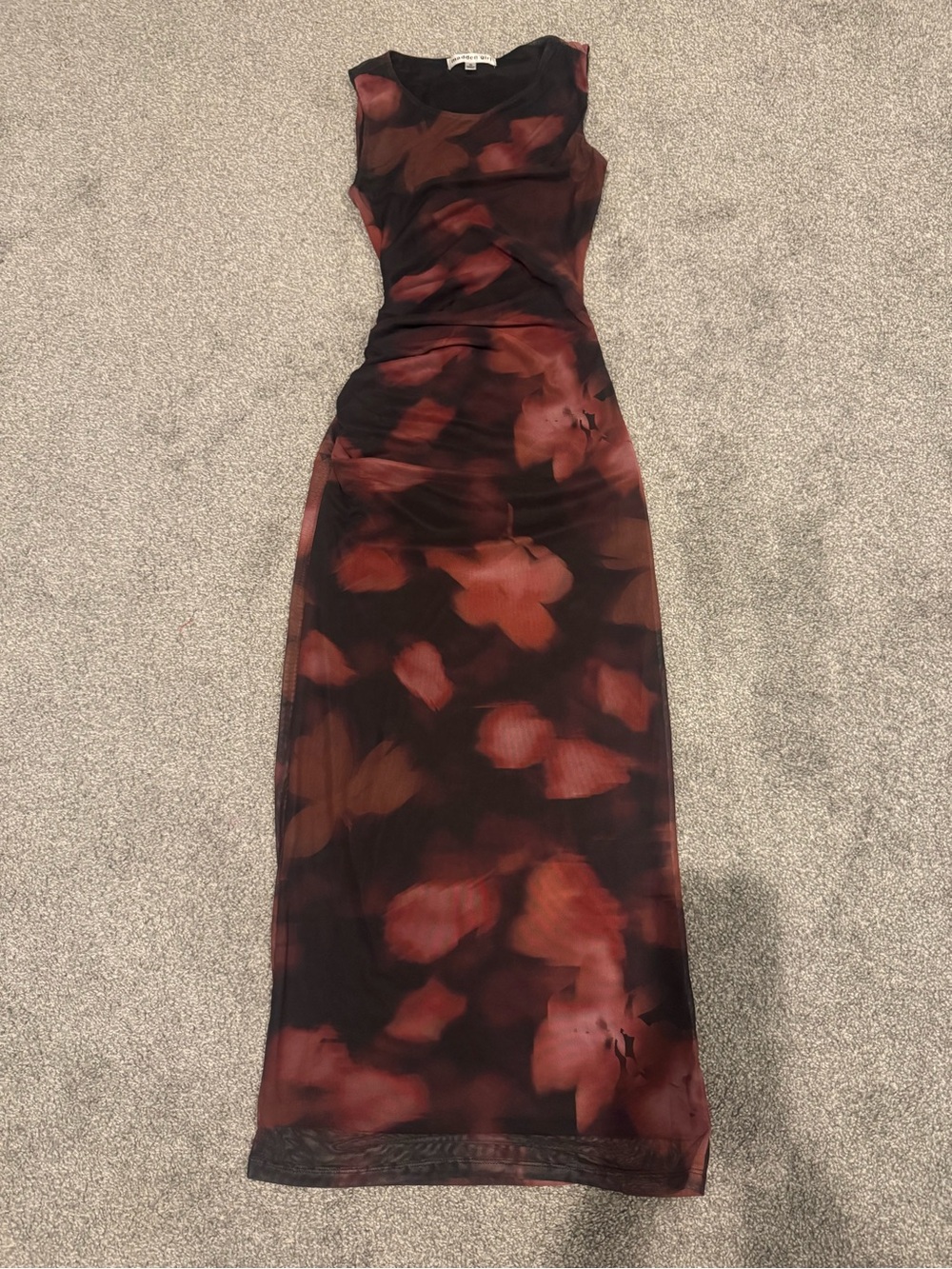 Madden Girl Black Maxi Dress with Rust Floral Print